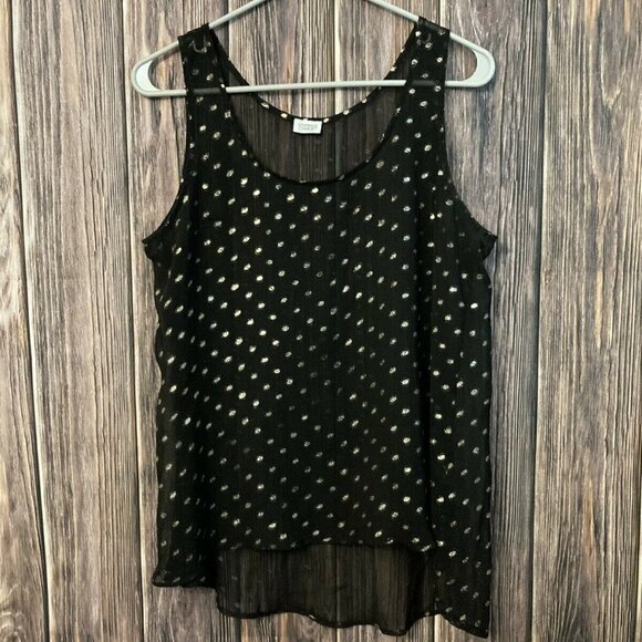 𝅺- CHARMING CHARLIE Women’s Black Polka Dot Tank M - Picture 1 of 4